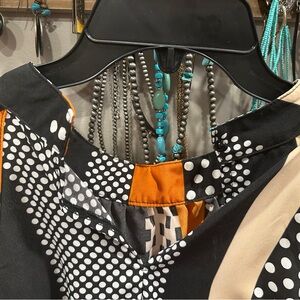 Polka Dot and Geometric Patterned Blouse